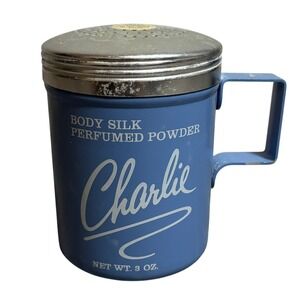 Revlon Charlie Body Silk Perfumed Powder‎ Blue Metal Canister 3 Oz Vintage